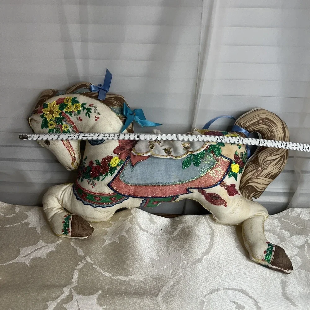 Vintage Handmade  Horse Christmas‎ Stuffed Animal Plush Fabric Pillow